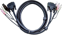 ATEN KVM Aansluitkabel [2x Jackplug male 3,5 mm, DVI stekker 24+1 polig, USB A 2.0 Stekker   2x Jackplug male 3,5 mm, DVI stekker 24+1 polig, USB B 2.0