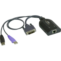 ATEN KVM Adapter [2x USB A 2.0 Stekker, DVI D stekker   1x RJ45 bus] 0.20 M Zwart
