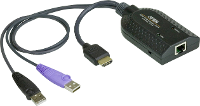 ATEN KVM Adapter [2x USB A 2.0 Stekker, HDMI stekker   1x RJ45 bus] 0.20 M Zwart