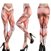 Athleisure Funny High Waist Fitness Muscle Pattern Yoga Tattoo Women Pant Stretch Cropped Leggings