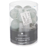 Atmosphera Lichtslinger   16 verlichte balletjes/bollen 35 mm   lichtgroen   255 cm   batterijen