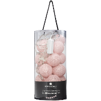 Lichtslinger/lichtsnoer met 20 decoratieve verlichte balletjes   lichtroze   435 cm   stekker