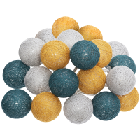 Lichtslinger/lichtsnoer met 20 decoratieve verlichte balletjes   multi kleur mix   435 cm   batterij