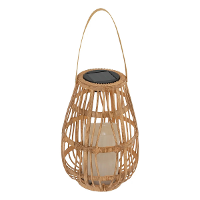 Atmosphera Solar tuin lantaarn   naturel rotan   16 x 23 cm   buiten/binnen   Led kaars licht