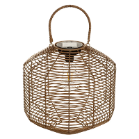 Atmosphera Solar tuin lantaarn   naturel rotan   30 x 30 cm   buiten/binnen   Led licht