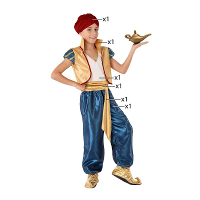 Arabische prins verkleed kostuum   blauw/goud   6 delig   kinderen   1001 nacht thema