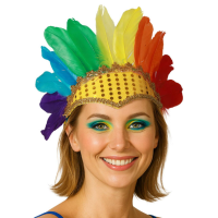 Can Can danseres hoofdband met veren   voor dames   regenboog   Carnaval   Verentooi   Pride