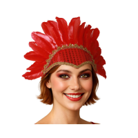 Can Can danseres hoofdband met veren   voor dames   rood   Carnaval   Verentooi   verkleed artikelen