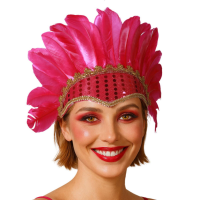 Can Can danseres hoofdband met veren   voor dames   roze   Carnaval   Verentooi   verkleed artikele