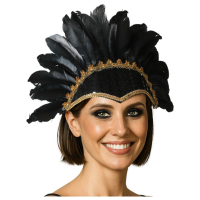 Can Can danseres hoofdband met veren   voor dames   zwart   Carnaval   Verentooi   verkleed artikele