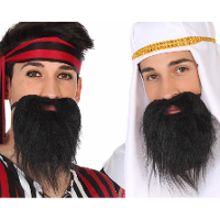 Atosa Carnaval Baard met Snor   half lang   zwart   piraat arabier cowboy