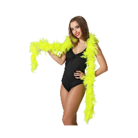 Carnaval verkleed boa met veren   neon geel   180 cm   45 gram   Glitter and Glamour