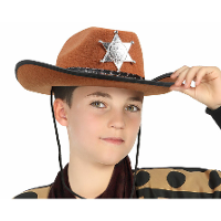 Carnaval verkleed Cowboy hoed Kentucky   bruin   kinderen   Western Sheriff thema