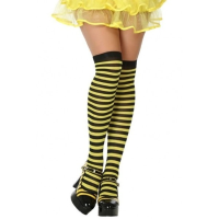Carnaval verkleed gestreepte verkleed kousen voor dames   geel/zwart   one size