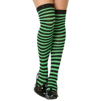 Carnaval verkleed gestreepte verkleed kousen voor dames   groen/zwart   one size