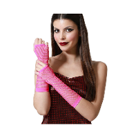 Carnaval verkleed handschoenen   visnet stof   fuchsia roze   vingerloos   dames   elastiek