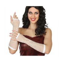 Carnaval verkleed handschoenen   visnet stof   wit   vingerloos   dames   elastiek