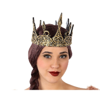 Carnaval verkleed koninginnnen kroon   oud goud kleur   plastic   dames   middeleeuwen