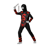 Carnaval verkleed kostuum/outfit   Ninja   voor jongens   zwart/rood   polyester