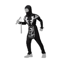 Carnaval verkleed kostuum/outfit   Ninja   voor jongens   zwart/wit   polyester