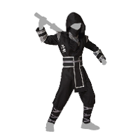 Carnaval verkleed kostuum/outfit   Ninja Warrior   voor jongens   zwart/wit   polyester