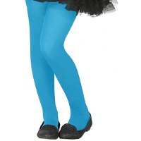 Carnaval verkleed panty voor kinderen   neon blauw   40 denier   voor 6 tot 12 jaar