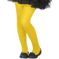 Carnaval verkleed panty voor kinderen   neon geel   40 denier   voor 6 tot 12 jaar