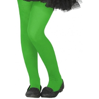 Carnaval verkleed panty voor kinderen   neon groen   40 denier   voor 6 tot 12 jaar