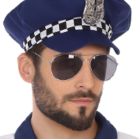 Carnaval/verkleed party bril Officer   zwart   volwassenen   piloot/politie agent/kapitein/gangster