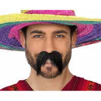 Carnaval verkleed snor   Mexicaan/Cowboy   zwart   zelfklevende namaak snorren