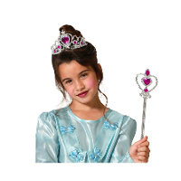 Carnaval verkleed Tiara/diadeem   Prinsessen kroontje met toverstokje   zilver/fuchsia   meisjes