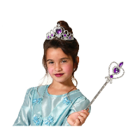 Carnaval verkleed Tiara/diadeem   Prinsessen kroontje met toverstokje   zilver/paars   meisjes