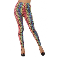 Gekleurde luipaard legging voor dames   Jaren 80   Foute Party Carnaval verkleedkleding