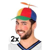 Helikopterpet met gekleurde propeller   2x   voor volwassenen   polyester