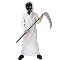 Horror verkleed kostuum magere Hein/spook   wit   2 delig   kinderen   Halloween Carnavalskostuum