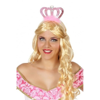 Atosa Prinses/koningin verkleed diadeem   roze kroon   Carnaval/themafeest
