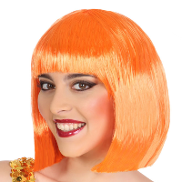 Atosa Pruik boblijn   oranje   half lang haar   verkleedpruik   dames