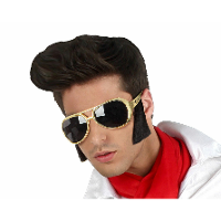 Verkleed bril met bakkebaarden Elvis/rockster   goud   kunststof   Rock and roll thema accessoires