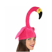 Verkleed funny hoedje Flamingo kop   dier/vogel  volwassenen   Carnaval/Tropical/Hawaii thema