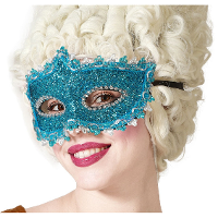 Verkleed gezichtsmasker Venetiaans   blauw met glitters   volwassenen   Carnaval/gemaskerd bal