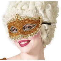 Verkleed gezichtsmasker Venetiaans   goud met glitters   volwassenen   Carnaval/gemaskerd bal