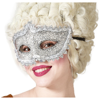 Verkleed gezichtsmasker Venetiaans   zilver met glitters   volwassenen   Carnaval/gemaskerd bal