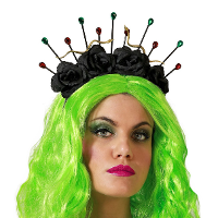 Verkleed haarband/hoofdband met bloemen kroon   zwart   meisjes/dames   Evil queen/Halloween/Medusa