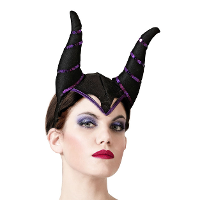 Verkleed haarband/hoofdband met hoorns   zwart   meisjes/dames   Evil queen/Halloween/Medusa