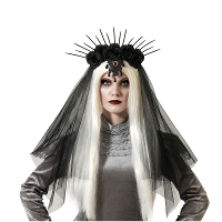 Verkleed haarband/hoofdband met ornament   zwart   meisjes/dames   Evil queen/Halloween/Medusa