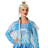 Verkleed haarband/hoofdband met vlecht en kroon   blauw   meisjes/dames   queen/ijsprinses/Elsa
