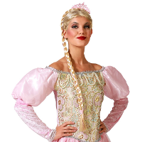 Verkleed haarband/hoofdband met vlecht en kroon   roze   meisjes/dames   queen/ijsprinses/Elsa