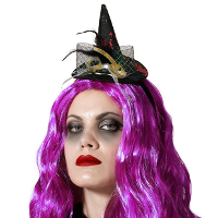Verkleed haarband/hoofdband mini heksen hoedje   meisjes/dames   kunststof