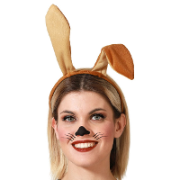Verkleed haarband/hoofdband oren van een haas/konijn   bruin   kinderen/volwassenen
