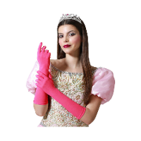 Atosa Verkleed handschoenen voor dames   polyester   fuchsia   one size   lang model